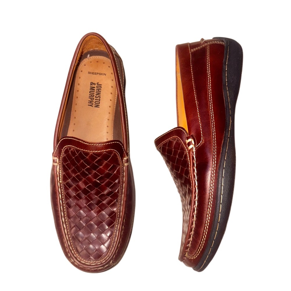 JOHNSTON & Murphy Fowler Woven Venetian flex dress shoes men’s size 8